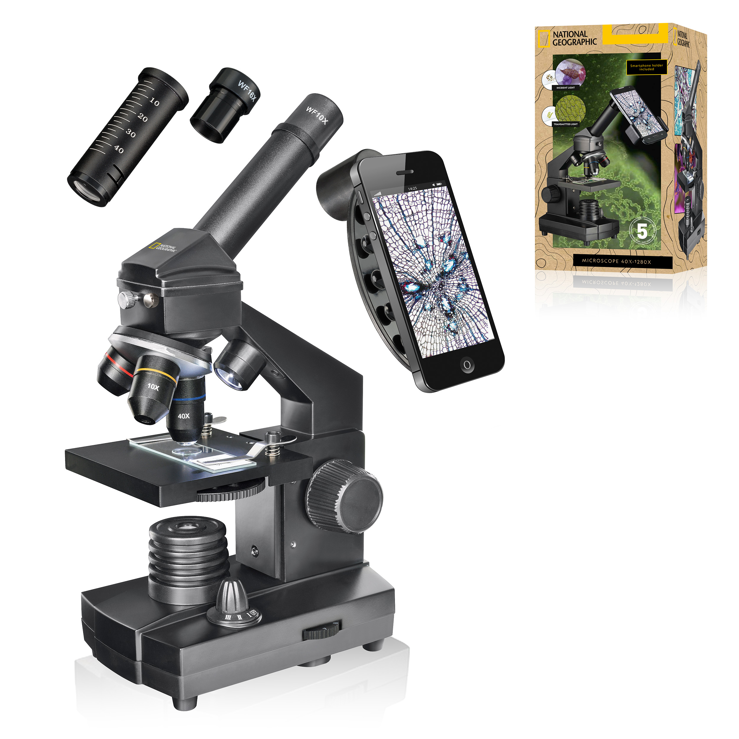 NATIONAL GEOGRAPHIC 40x-1280x Mikroskop - Akıllı Telefon Tutuculu